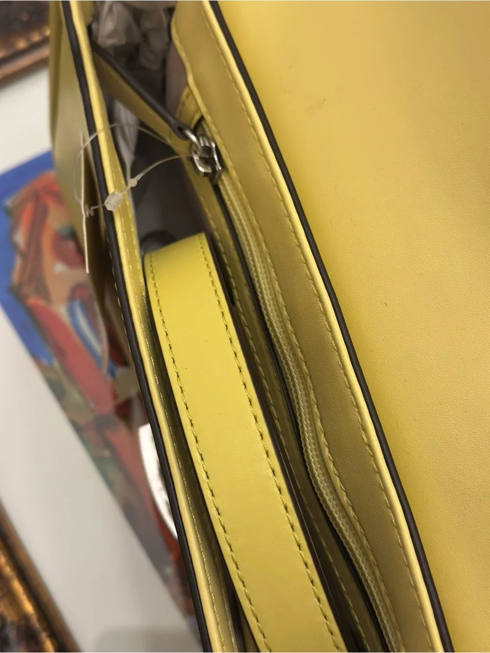 Michael Kors Yellow Woven Leather Shoulder Bag with Pom Pom Charm